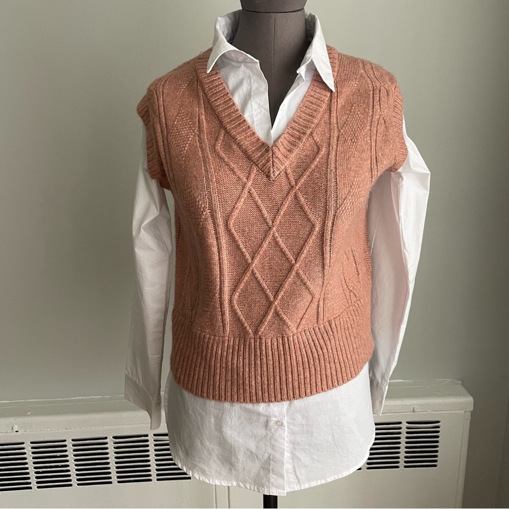 Sincerely Jules Women's V-Neck Sweater vest with button down